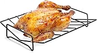 TreeLen 2-in-1 Rib Rack for Grilling & Smoking, Turkey Roasting Rack - 12x10 Inch Black, Oven Safe 575°F