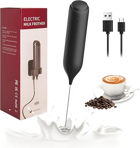 AIRITO Milk Boss - Espumador de leche recargable de mano con soporte mini batidor de bebidas para lattes, matcha frappe, capuchino y chocolate