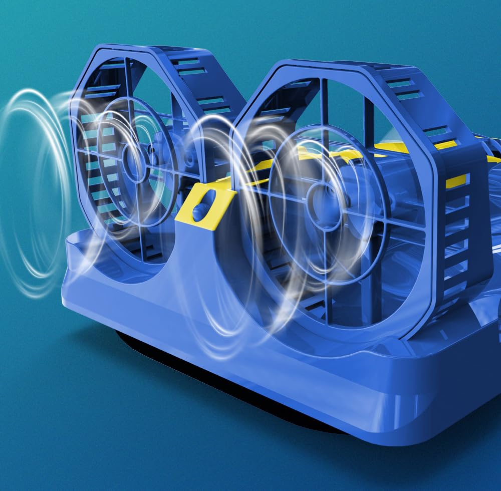 efaso RC Hovercraft A1 - Barco teledirigido (motor potente, impermeable para tierra y agua), aerodeslizador de alta velocidad teledirigido con largo tiempo de conducción a escala 1:10 RTR