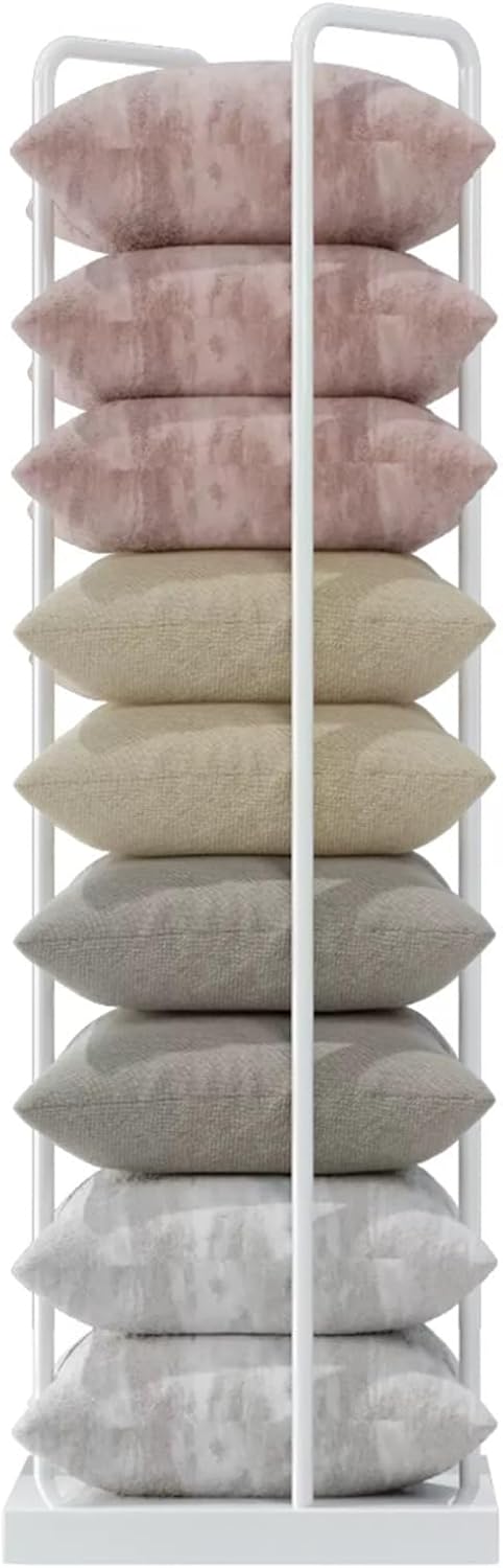 Freestanding Pillow Display Rack, Cushion Storage Rack, Metal Steel Frame ，Commercial Retail Pillow Quilt Display Stand for Mall Clothing Stores(Set of 1)
