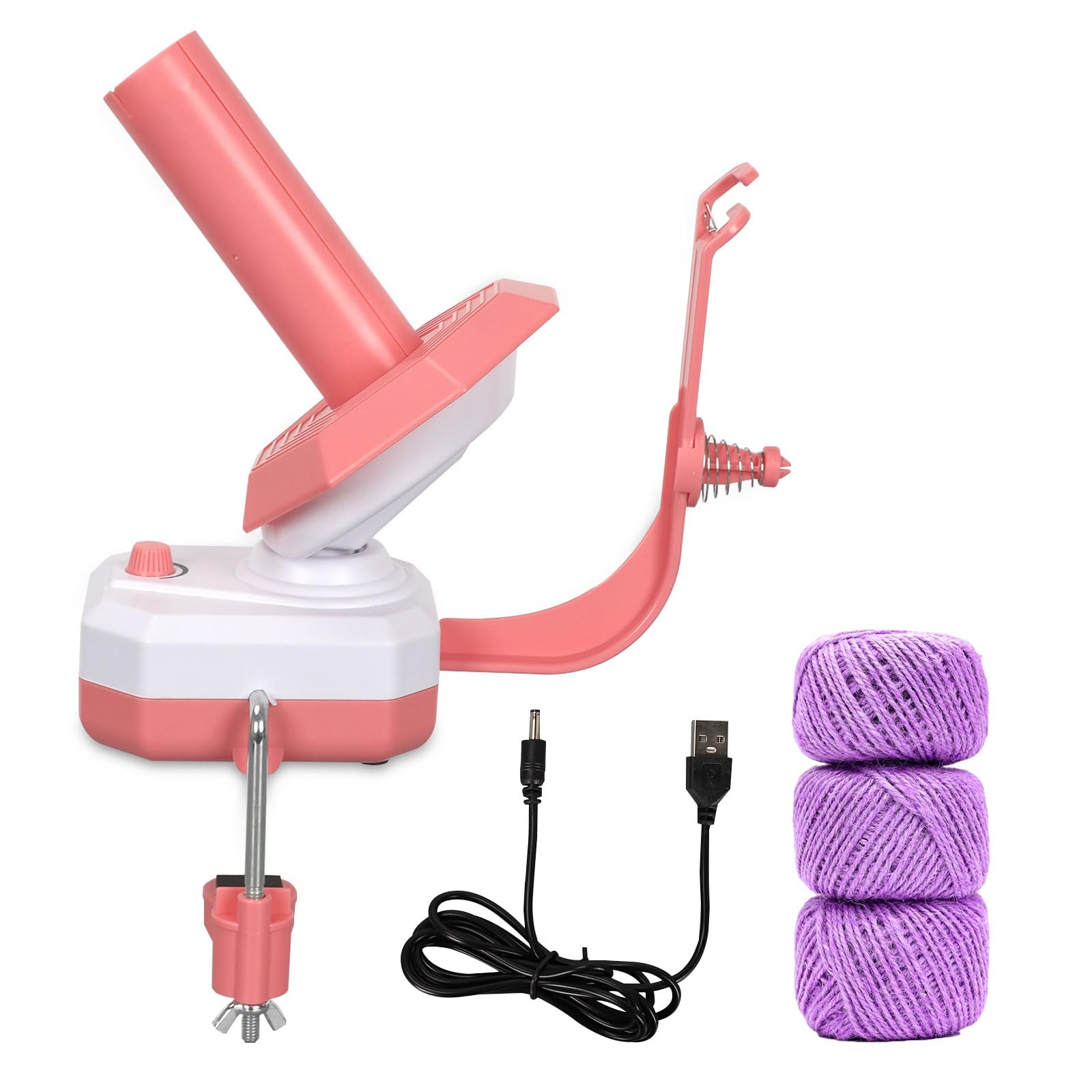 Enrollador de Hilo Eléctrico para Ganchillo,Bobinador de Bolas Eléctricas,Enrolladors de Ovillos de alambre,Bobinador Automático de Bobinas,Puede Enrollar Hasta 10 onzas de Alambre (Rosa)