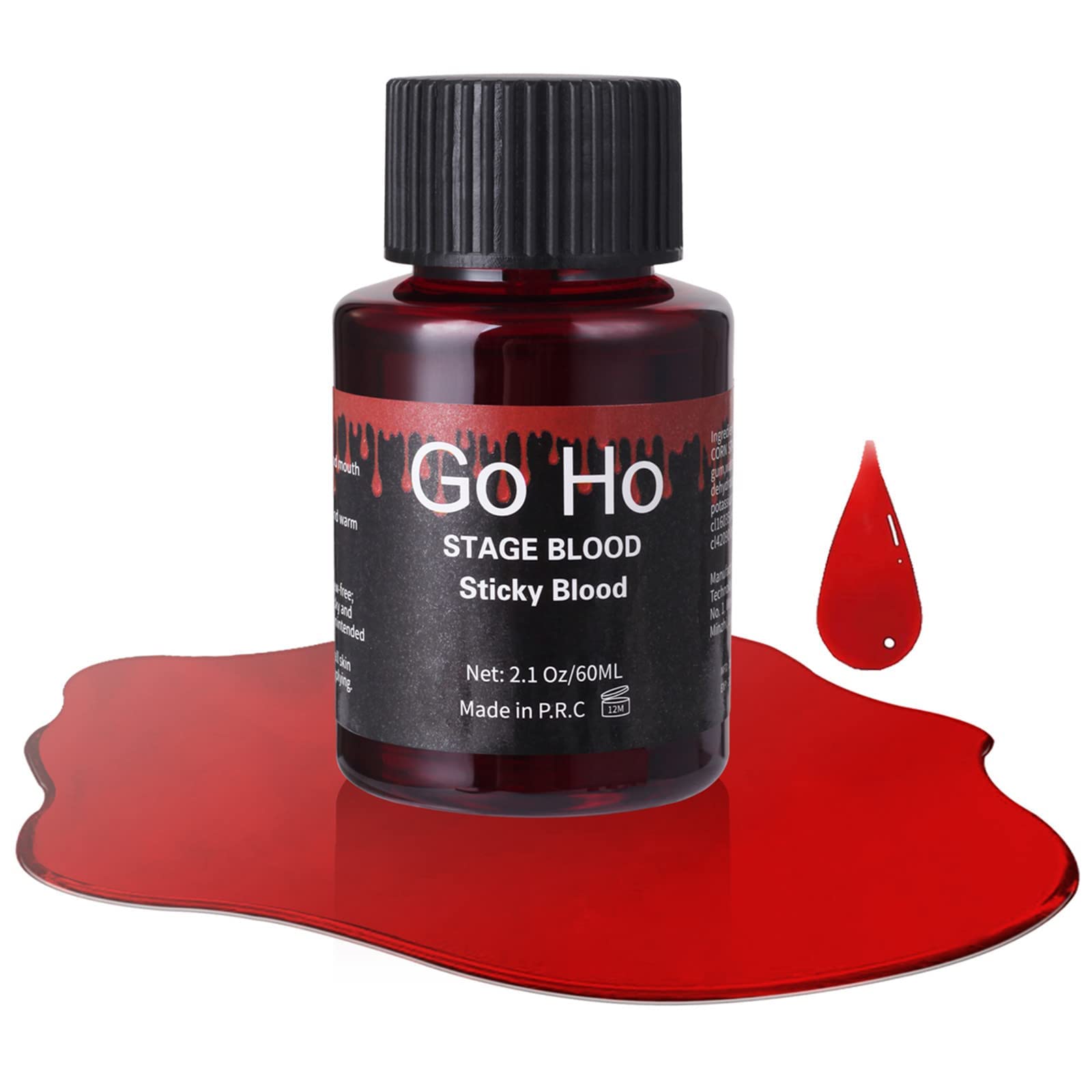 Mysense Fake Blood Washable(2 oz), Realistic Effect Sticky Edible Makeup for Eyes Drips Teeths Mouth Nose Bleeds, For Halloween Cosplay SFX Zombie Vampire Special Effects Makeup, Bright 60ml Bottle