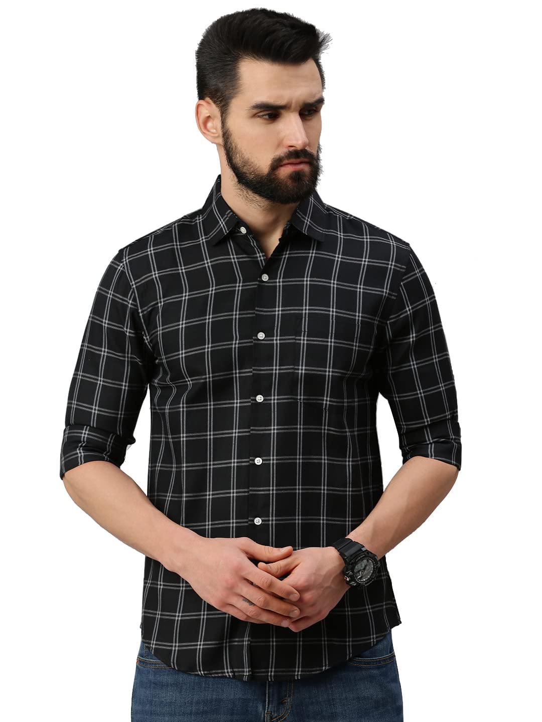 PeppyzoneMen's Regular Fit Checked Casual Shirt