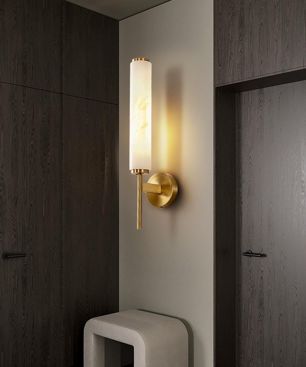 Applique da Parete Moderne luci Applique in alabastro Naturale Applique in Ottone Dorato per lavabo da Bagno Applique in Marmo Pietra di Marmo per Soggiorno Cucina Ristorante Corri