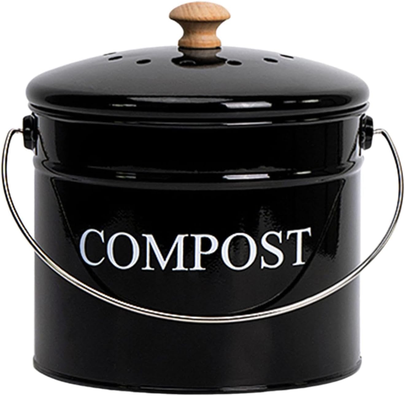 Indoor Compost Pail for Food Waste, Easy Clean Dustbin with Filter, Black