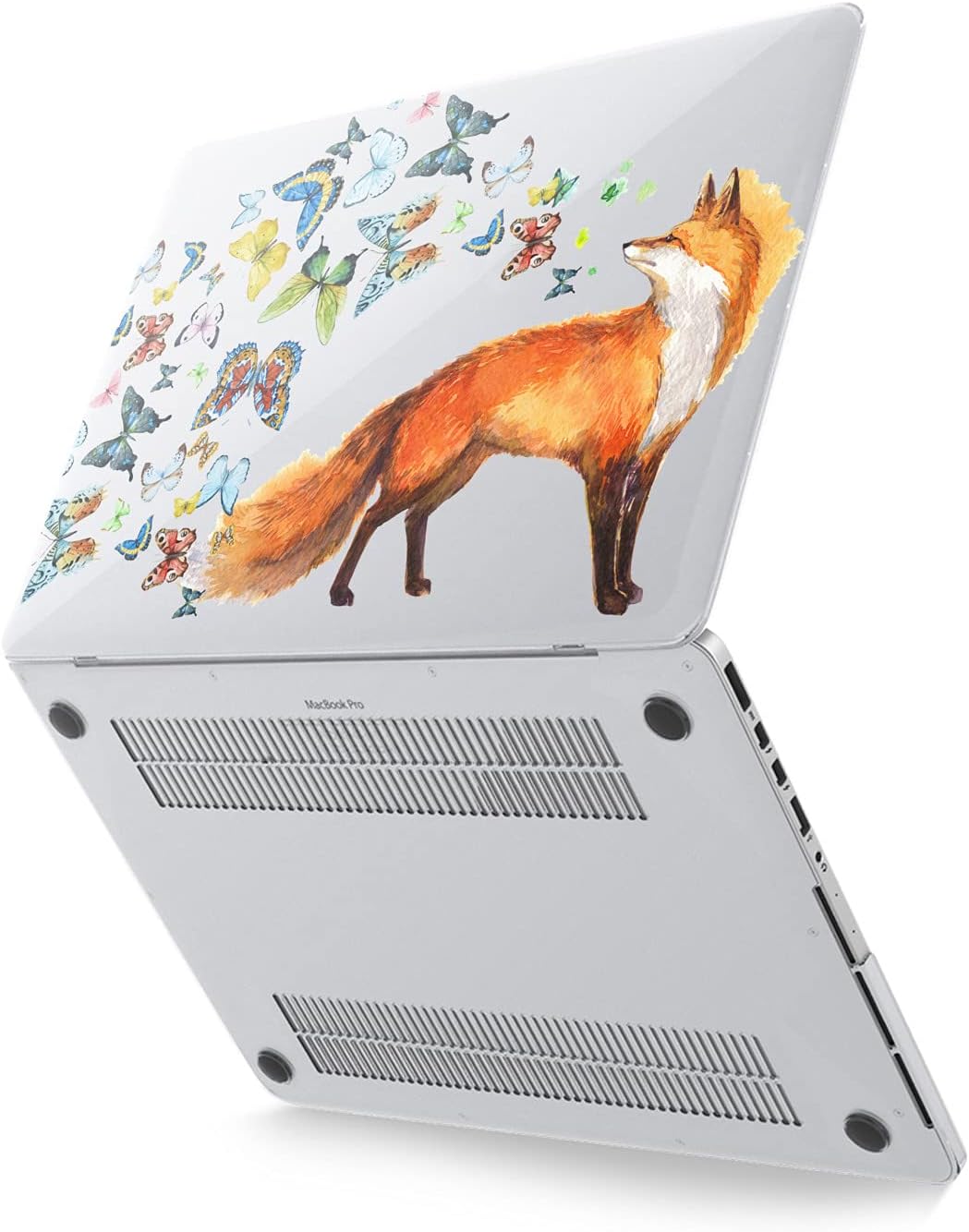 Hard Case Compatible for MacBook Pro 16 14 M3 M2 2023 M1 Pro 13 2022 Air 13 2021 Retina 2020 Mac 11 12 Nature Print Protective Design Tail Cover Animal Fox Art Butterfly Cute Laptop Theme