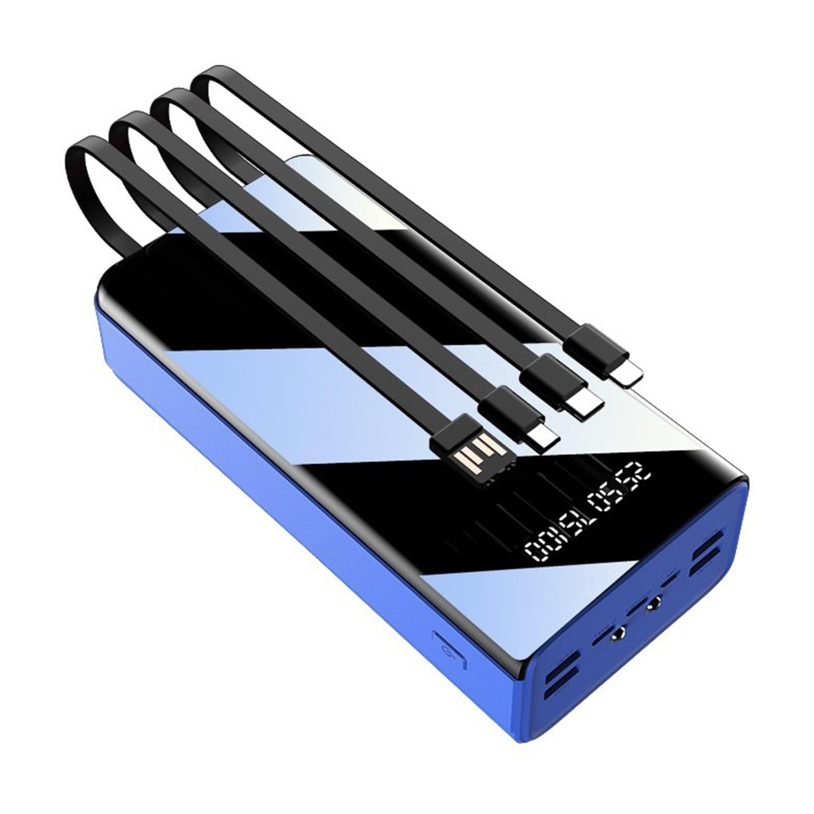 Power Bank 50000 mAh con cables integrados y carga rápida inteligente color azul