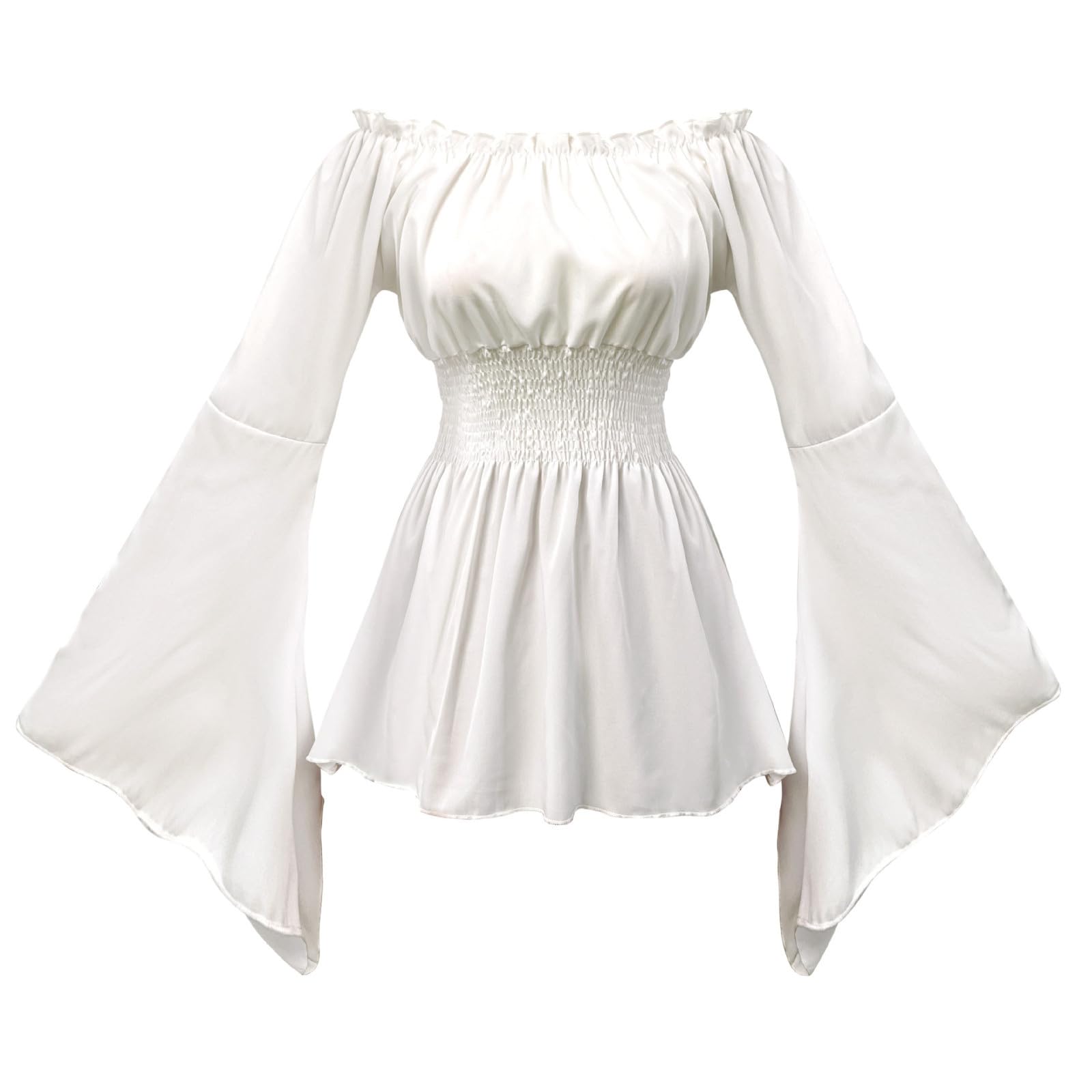 Renaissance Kostüm Damen Mittelalter Kleid Langarm One Shoulder Kleid Maxi | Glockenärmel Gothic Kleidung, Corsagenkleid, Faschingskostüm, Viktorianisches Kostüme, für Cosplay Karneval Halloween