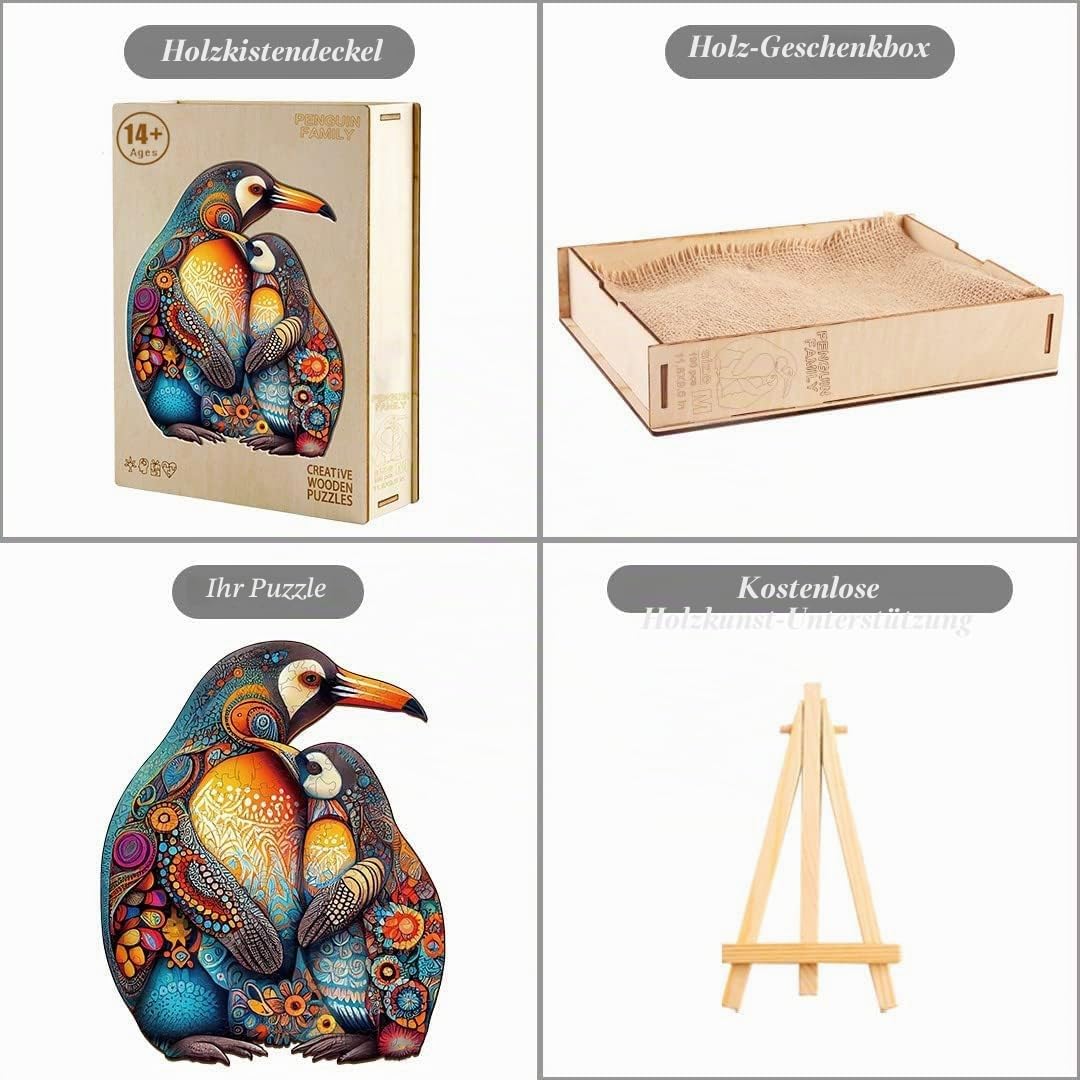 Holzpuzzle Erwachsene 660 Stück, Pinguin Holzpuzzle Einzigartige Tierform Puzzleteile, Puzzle aus Tierteilen, Puzzle Holz Erwachsene 14+ mit Geschenkbox aus Holz(XL-60 * 48.8cm)