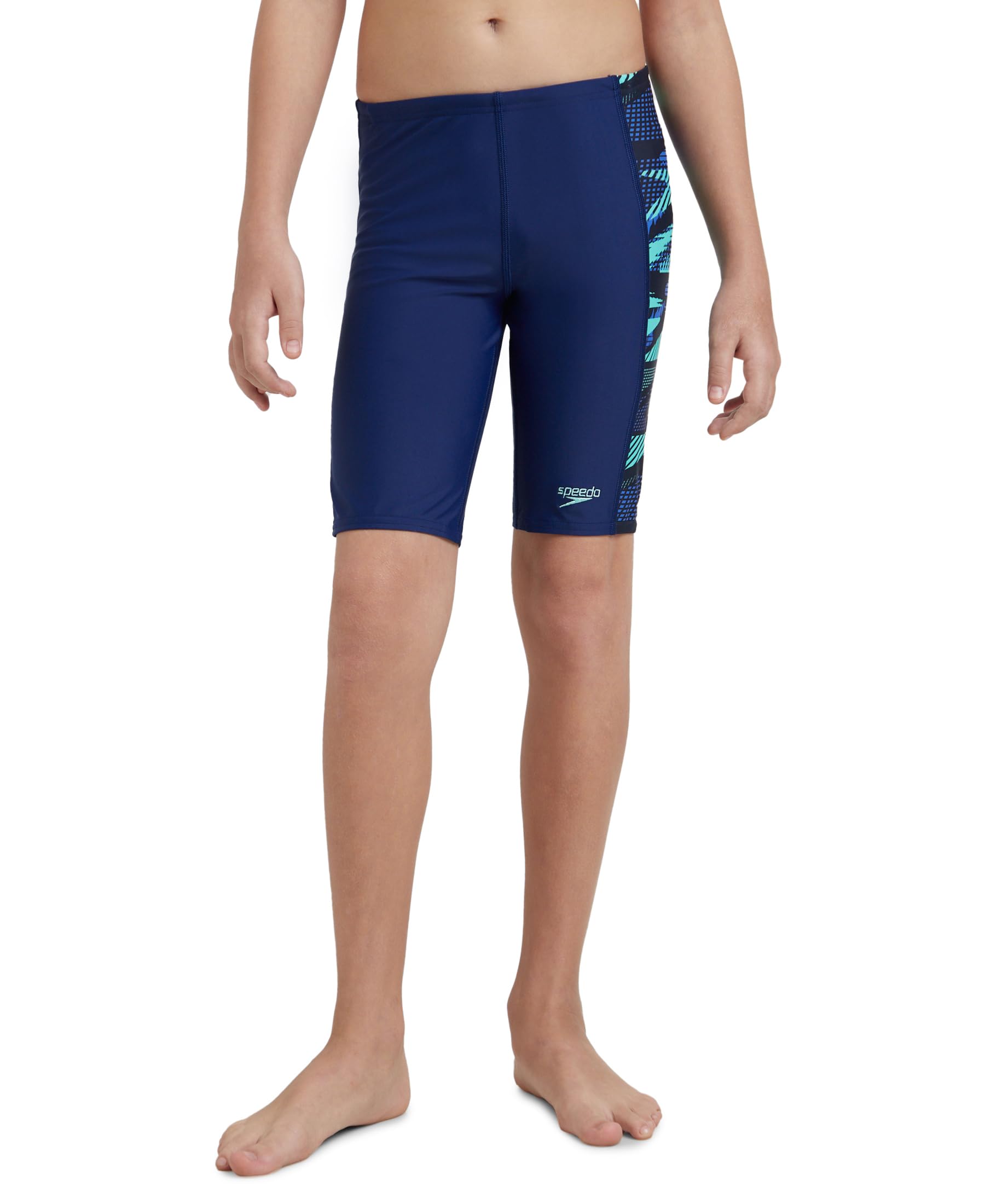 Speedo Boy's Endurance10 Side Panel Hyperboom Print Jammer - Harmony, True Navy & Cobalt Pop