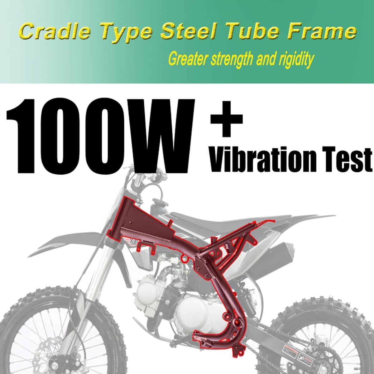 X-PRO X27 125cc Dirt Bike with 4-Speed Semi-Automatic Transmission, Kick Start, Big 14"/12" Tires! Cradle Type Steel Tube Frame! (Red)