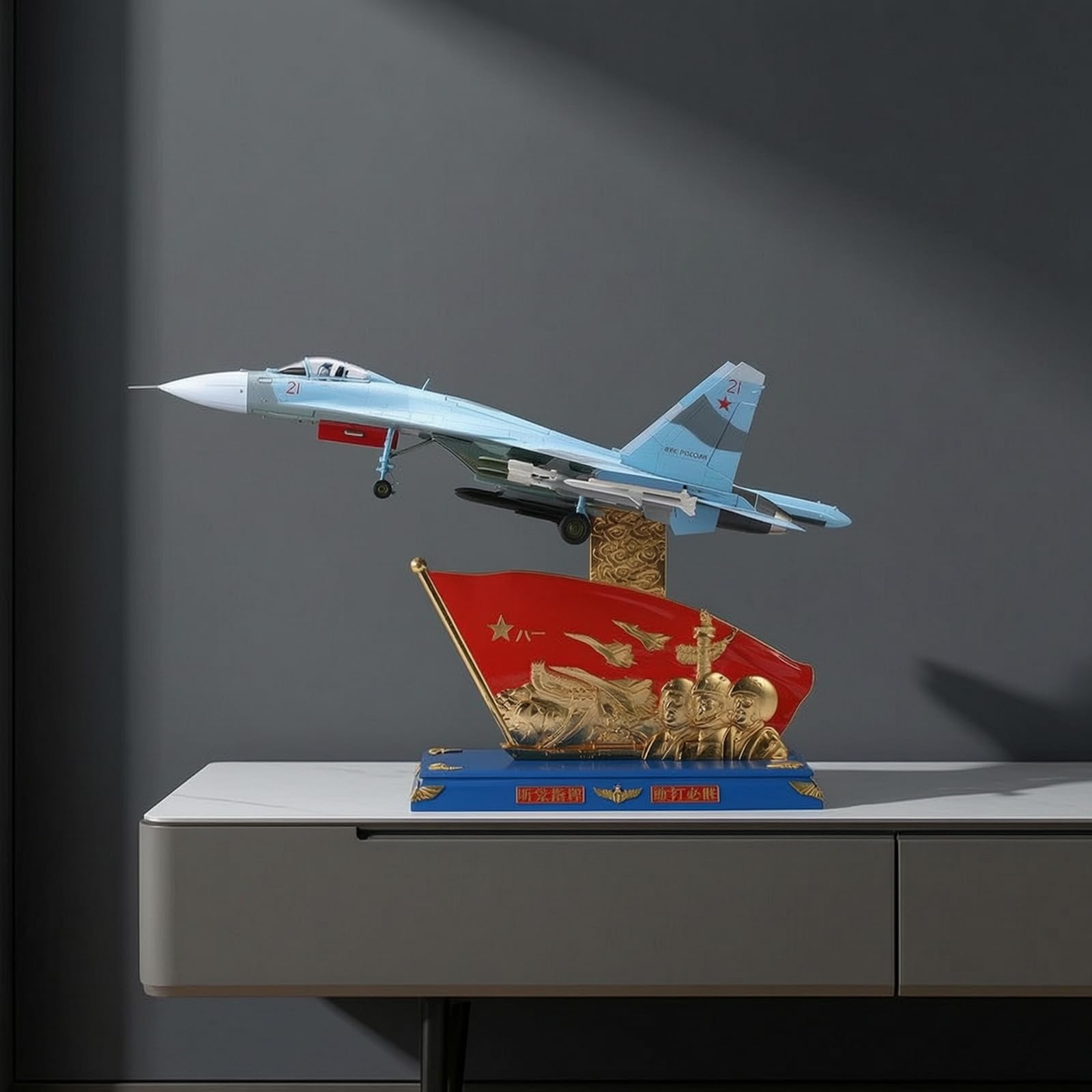 Aereo in Miniatura con Piedistallo Militare Modellino di Caccia Realistico Modellino di Aereo per Collezionisti