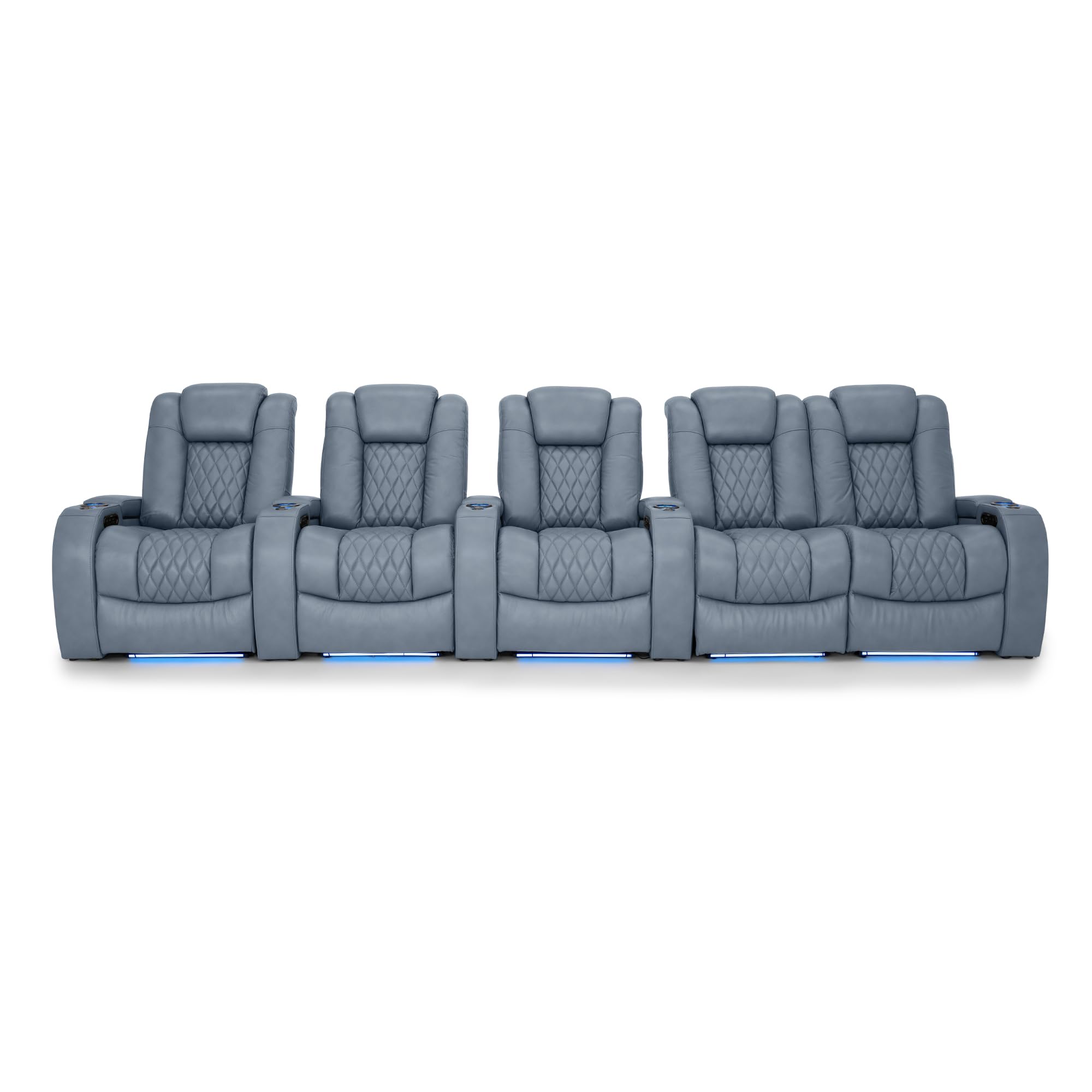 Seatcraft Diamante Home Theater Seating Smokey Blue Row of 5 Right Loveseat