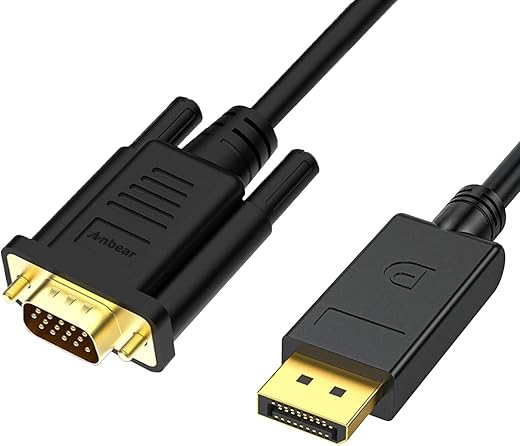 Anbear DisplayPort to VGA Cable 6ft, DP to VGA 1080P Compatible for Monitor Laptop Computer Desktop