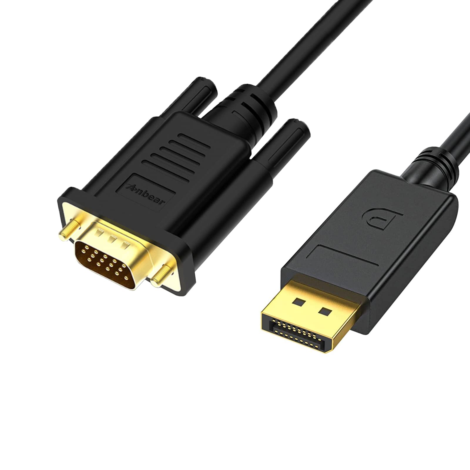 Anbear Display Port to VGA Cable 6ft, VGA to displayport 1080P Compatible for Monitor Laptop Computer Desktop