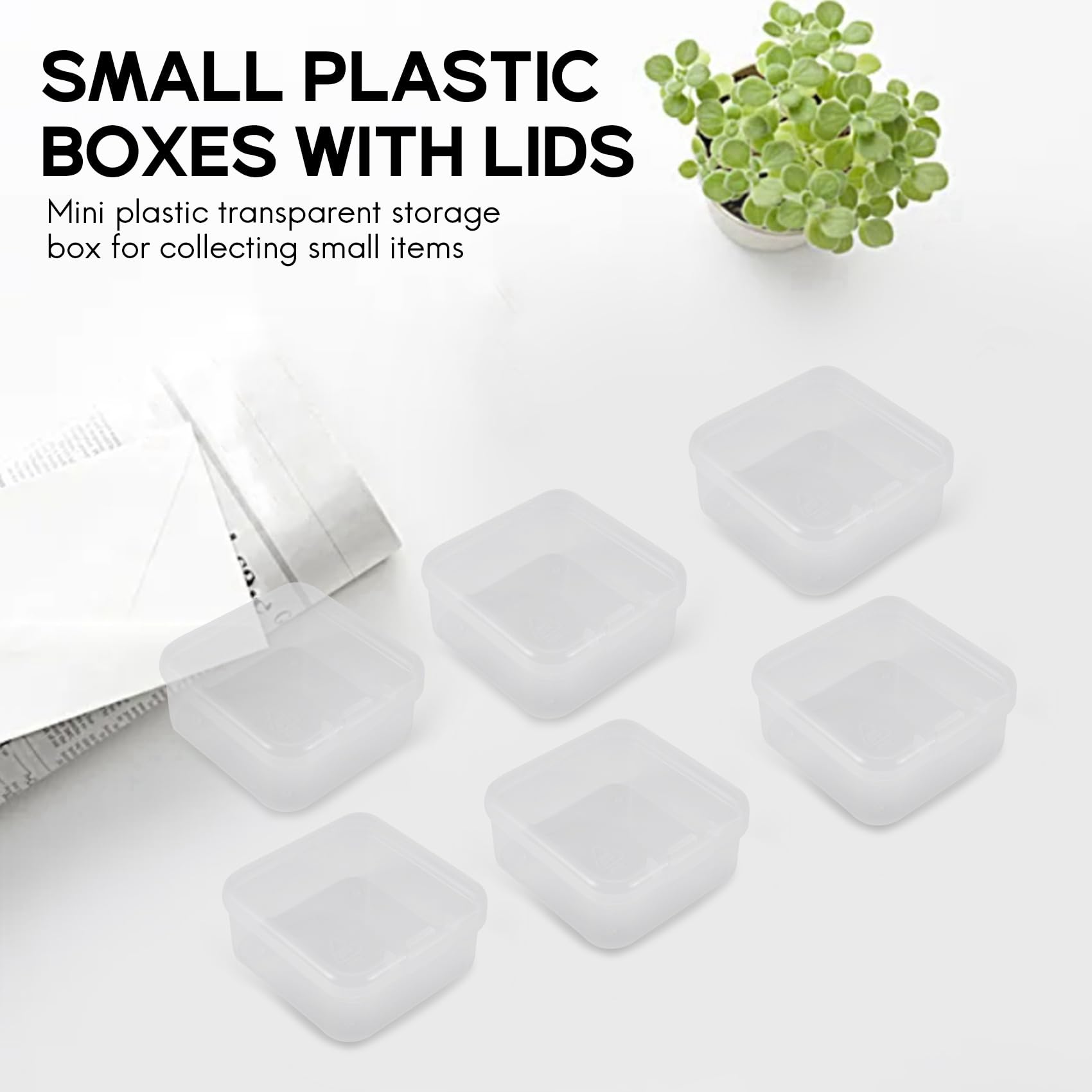 Mini Boîte de Rangement Transparente en Plastique de 120 Pièces pour La Collecte de Petits Objets, Perles, Cartes de Visite