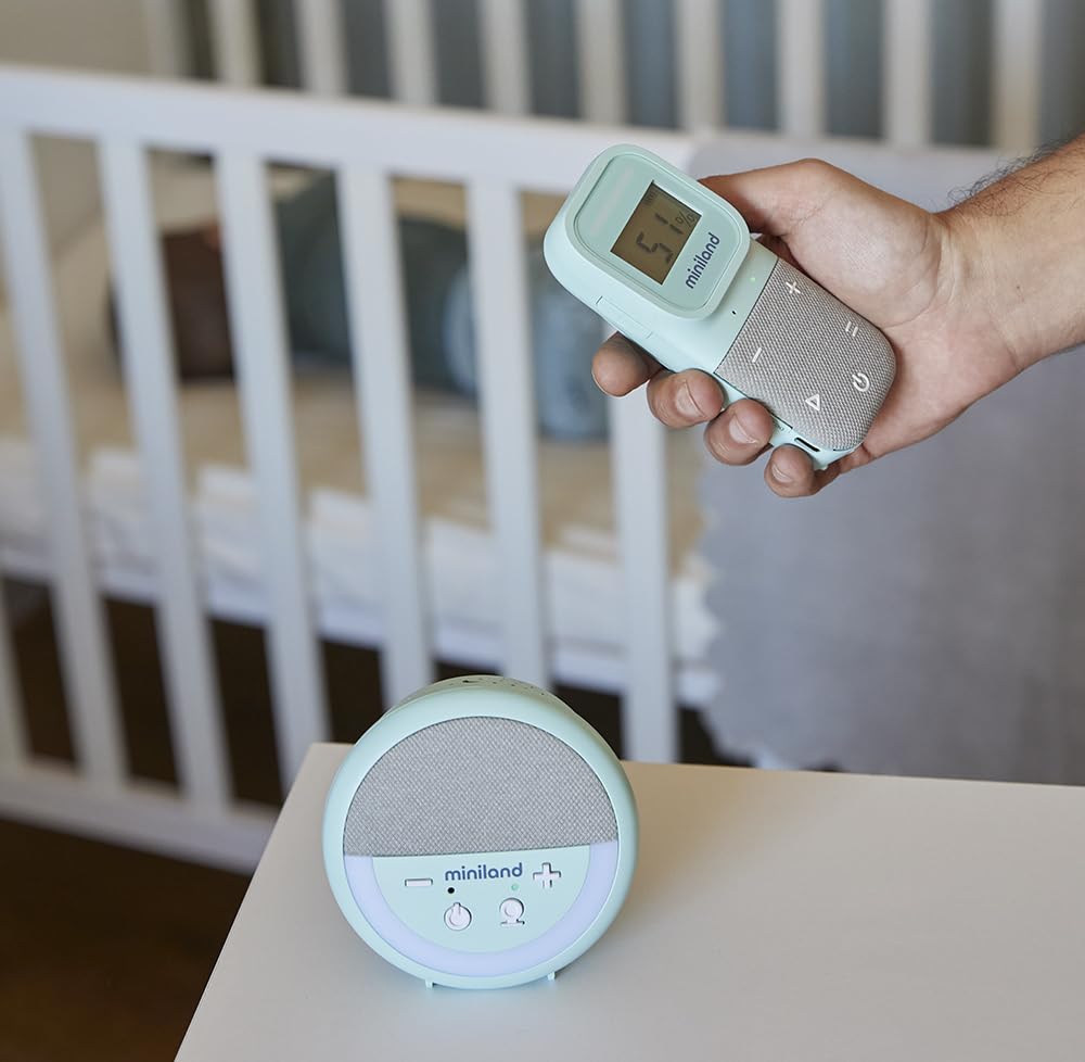Miniland - Babyfono digitale per proiettori audio, monitor per bambini, con proiettore di luci e rumore bianco, sensore di temperatura e umidità, audio bidirezionale, portata 300 m