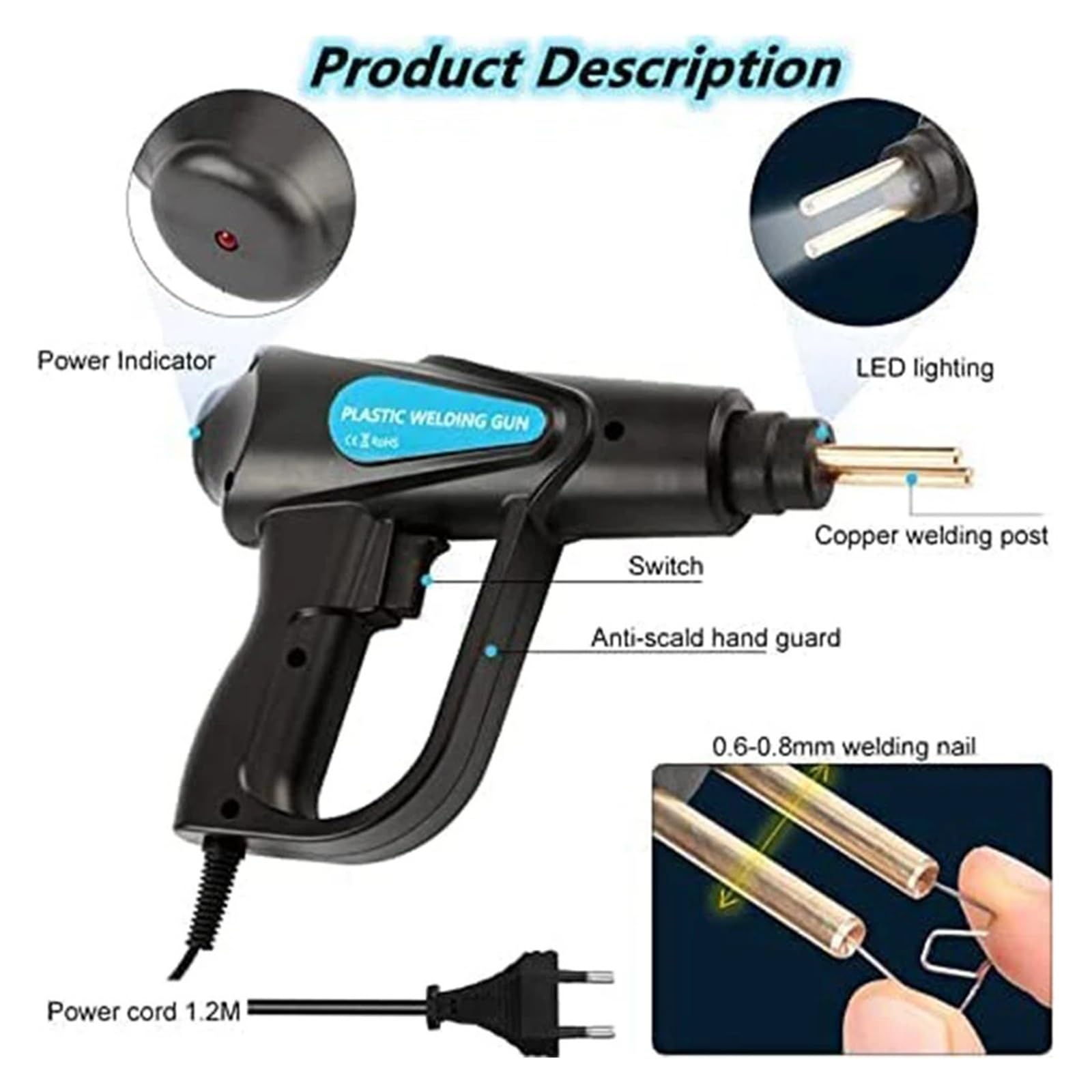 70W Cucitrice A Caldo Saldatrice Di Plastica Pistola Termica Officina Paraurti Auto Strumenti Di Riparazione Kit Saldatore Strumenti For Garage PVC Saldatore Pistola Per la riparazione di crepe in pla