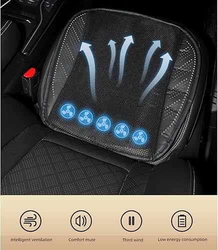 Miniatura 4 de ZEROYAA Cojín de asiento eléctrico ventilado con puerto USB de 3 velocidades, ajustable, transpirable, flujo de aire, almohadilla de enfriamiento
