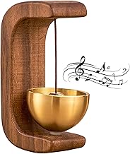 Beech Wooden Door Chime with Brass Bell, Dopamine Door Bell for Home, Self-Adhesive Magnetic Doorbell, Serene Acoustic for Home & Shop, Shopkeepers Door Chime, Ideal Housewarming Gift