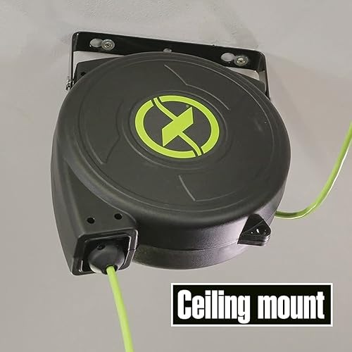 Miniatura 5 de Flexzilla Extensión retráctil, 14/3 AWG SJTOW, 50 pies, carrete de cable eléctrico con salida a tierra de triple grifo, ZillaGreen, FZ8140503