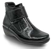 Women's Ankle Boots Flat Booties Fashion Black Ankle Boots for Women Premium PU Leather Adjustable Velcro & Elastic Fit Square-Round Toe Padded Back for Warmth Casual & Everyday Winter Boots