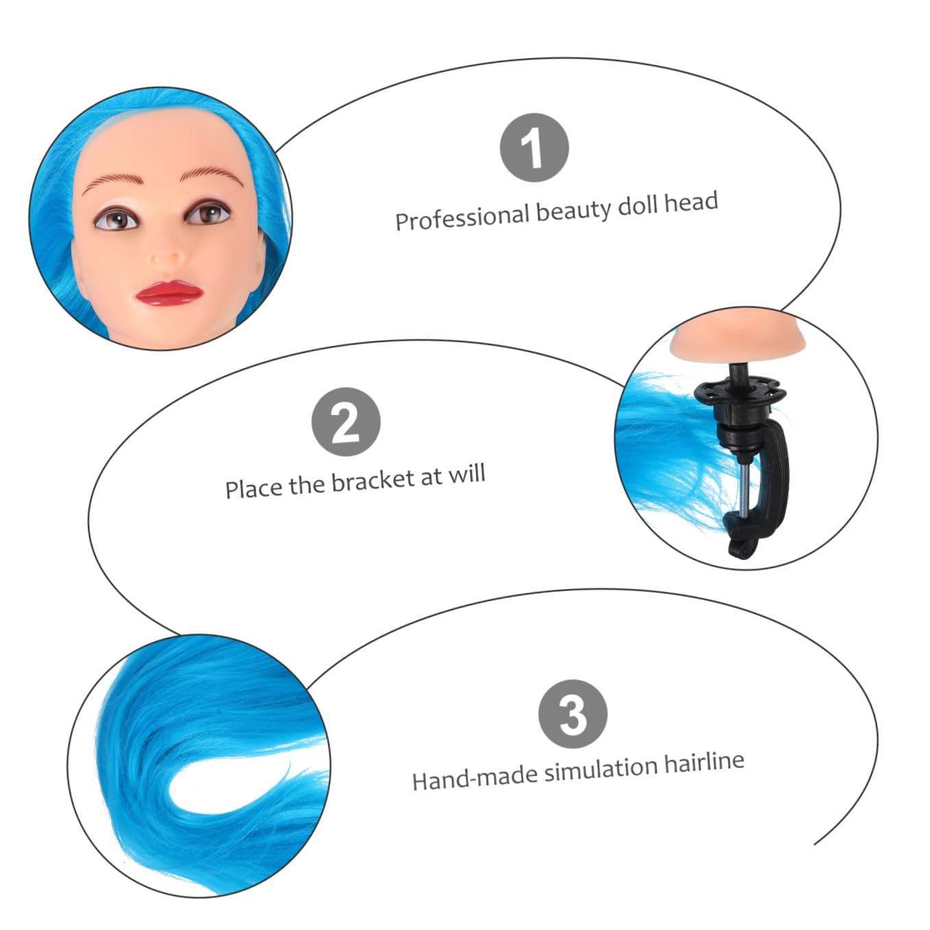 FRCOLOR Trainingskopf Für Friseure Perückenpuppe Mit Kunsthaar Friseurpuppe Zum Üben Von Haarstyling Und Flechten