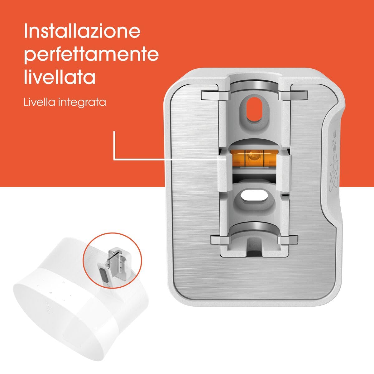 Vogel's SWM 4131 Supporto da parete per altoparlanti per Sonos ERA 300, max. 5 kg, inclinabile -30º/+30º, orientabile fino a 60º (sinistra/destra), bianco