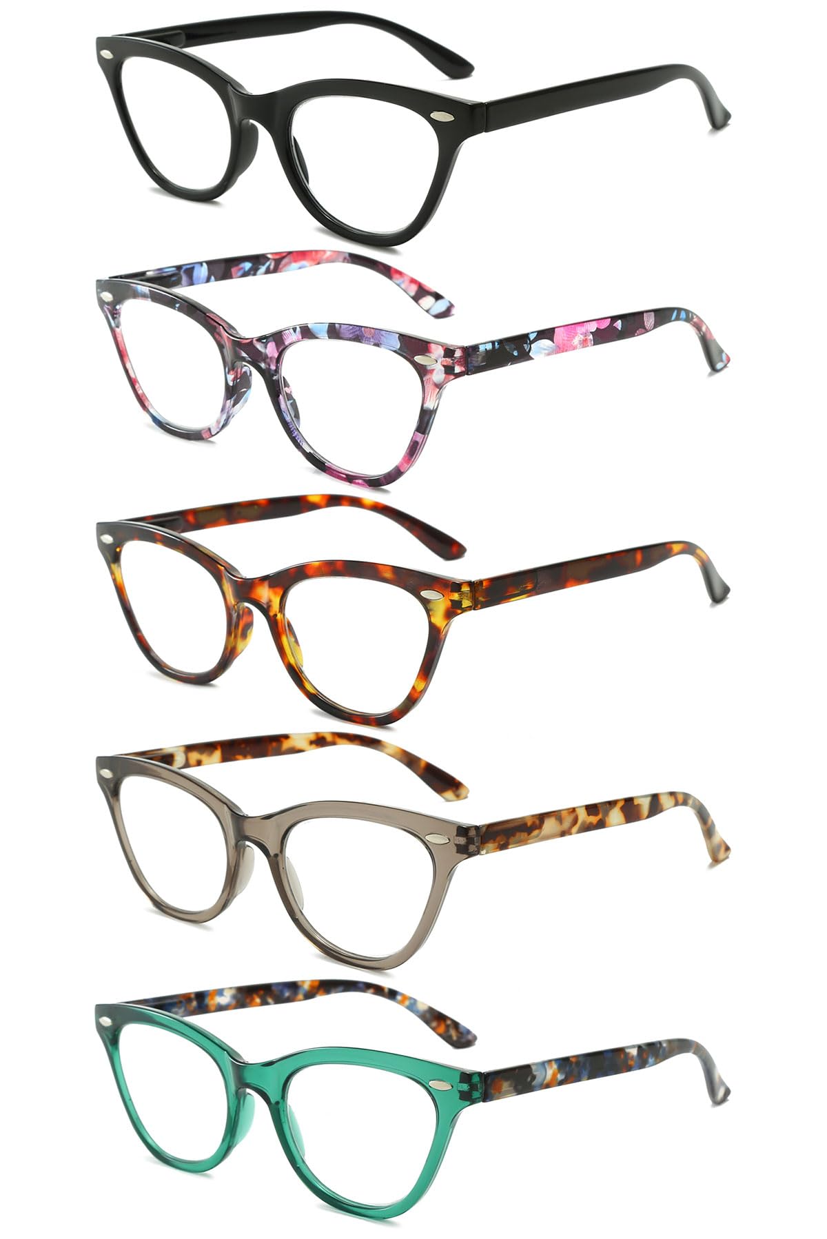 KOOSUFA Mode Katzenaugen Lesebrille Blaulichtfilter Damen Federscharnier Cateye Hornbrille Lesehilfen Designer Anti Müdigkeit Lesebrillen mit Stärke 1.0 1.5 2.0 2.5 3.0 3.5 4.0