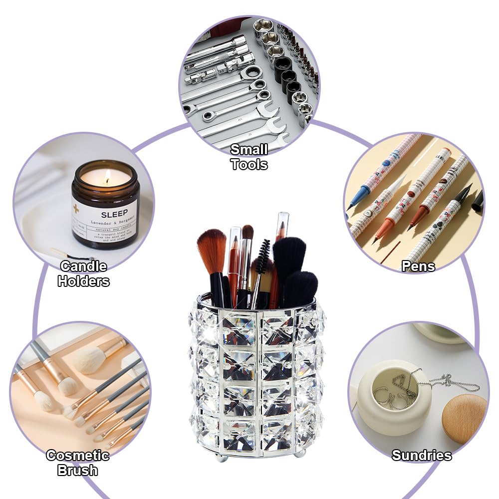 Perles de cristal porte-pinceau de maquillage noir Bling artisanat peigne brosse stylo porte-crayon Pot papeterie bureau porte-crayon