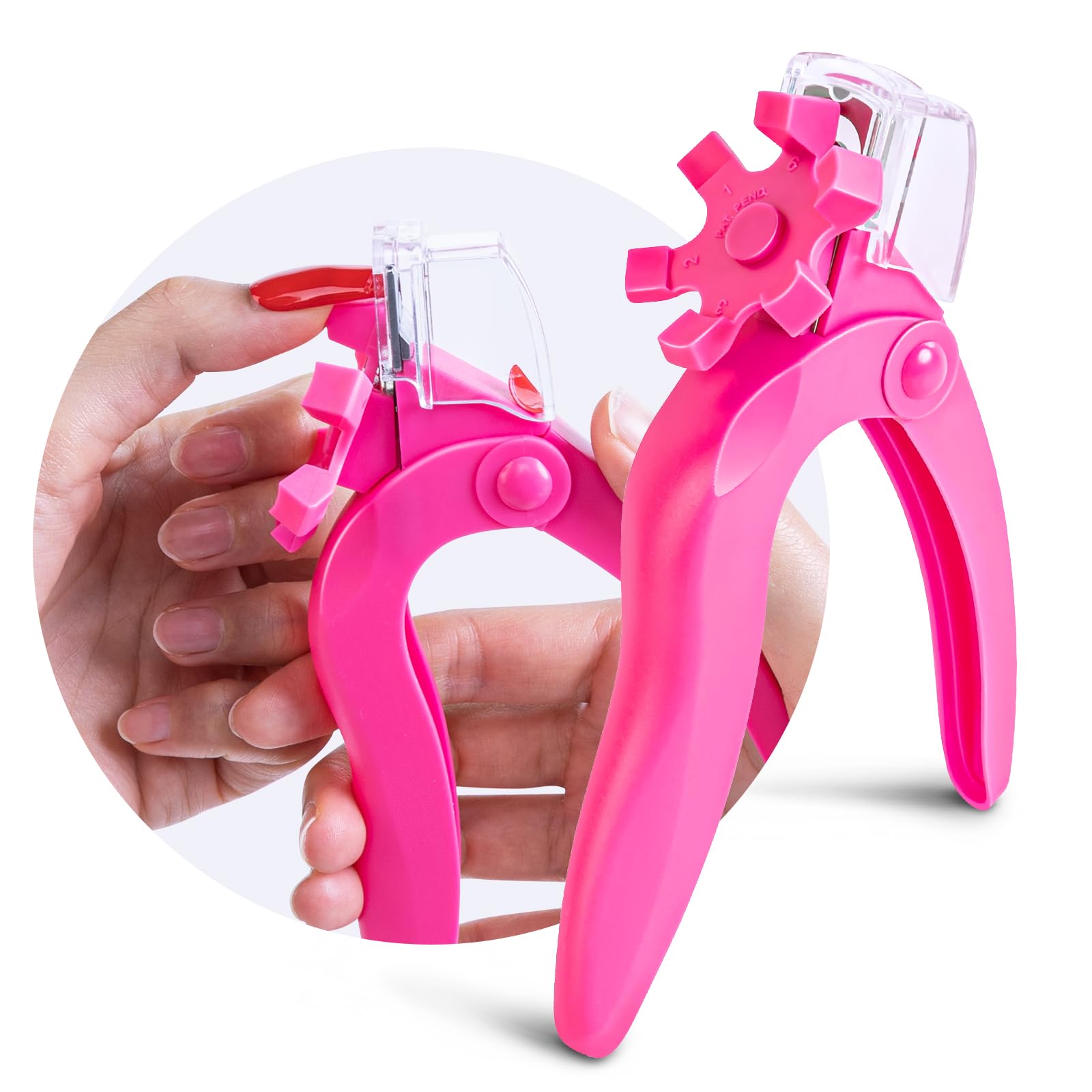 AIRSEEAIRSEE Nail Clippers for Acrylic Nails with Sizer and Catcher Adjustable Nail Tip Cutter with Length Measurement Dial Artificial Fake Extension Trimmer Nail Art Salon Home Manicure Tool - Pink