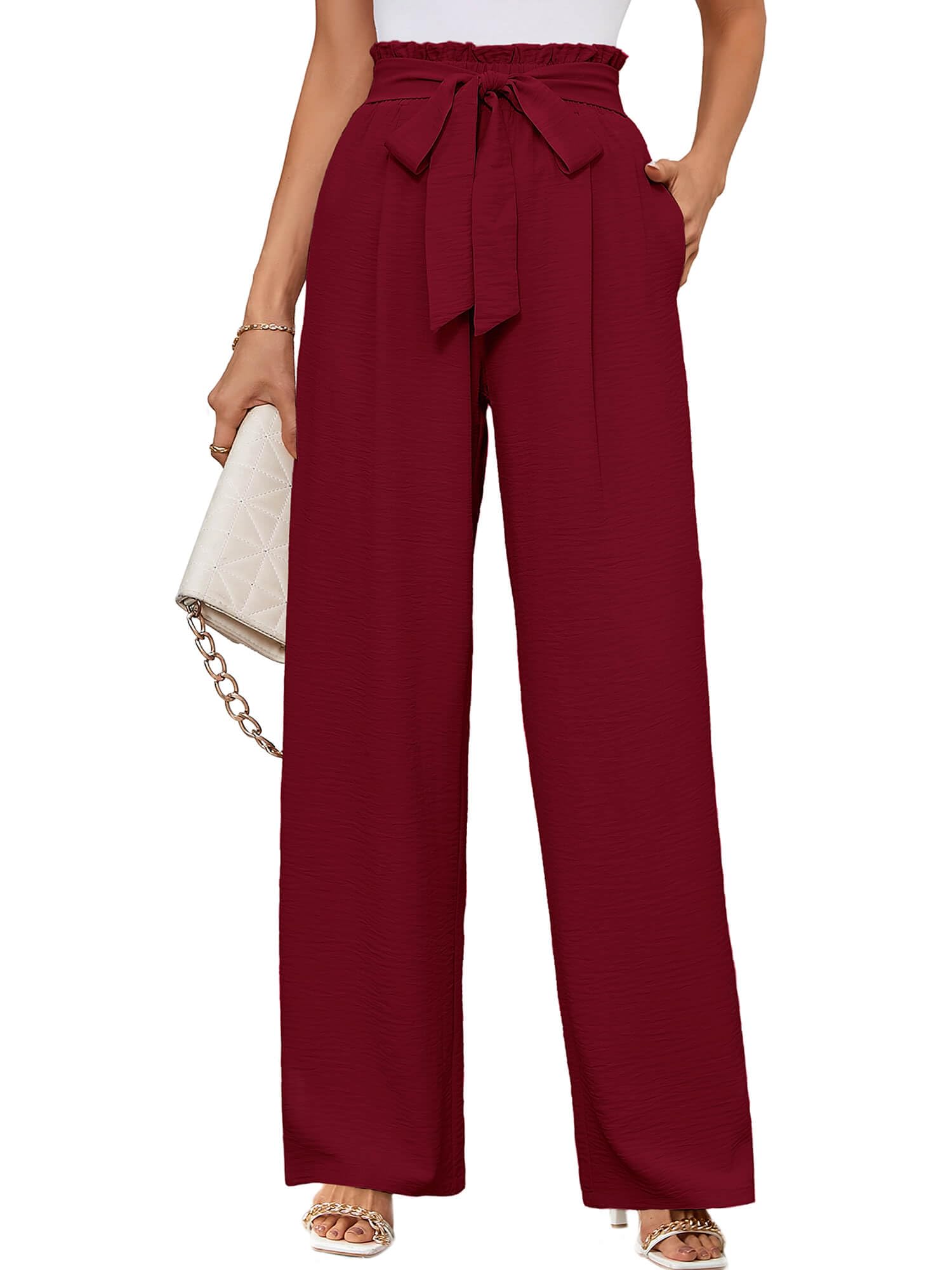 KORSIS Womens Pants Wide Leg Lounge High Waisted Causal Flowy Work Elastic Trousers with Pockets