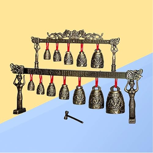 Miniatura 9 de Campanas chinas de meditación, instrumento musical de percusión, instrumento popular antiguo chino, recuerdo para decoración de oficina (patrón 3)
