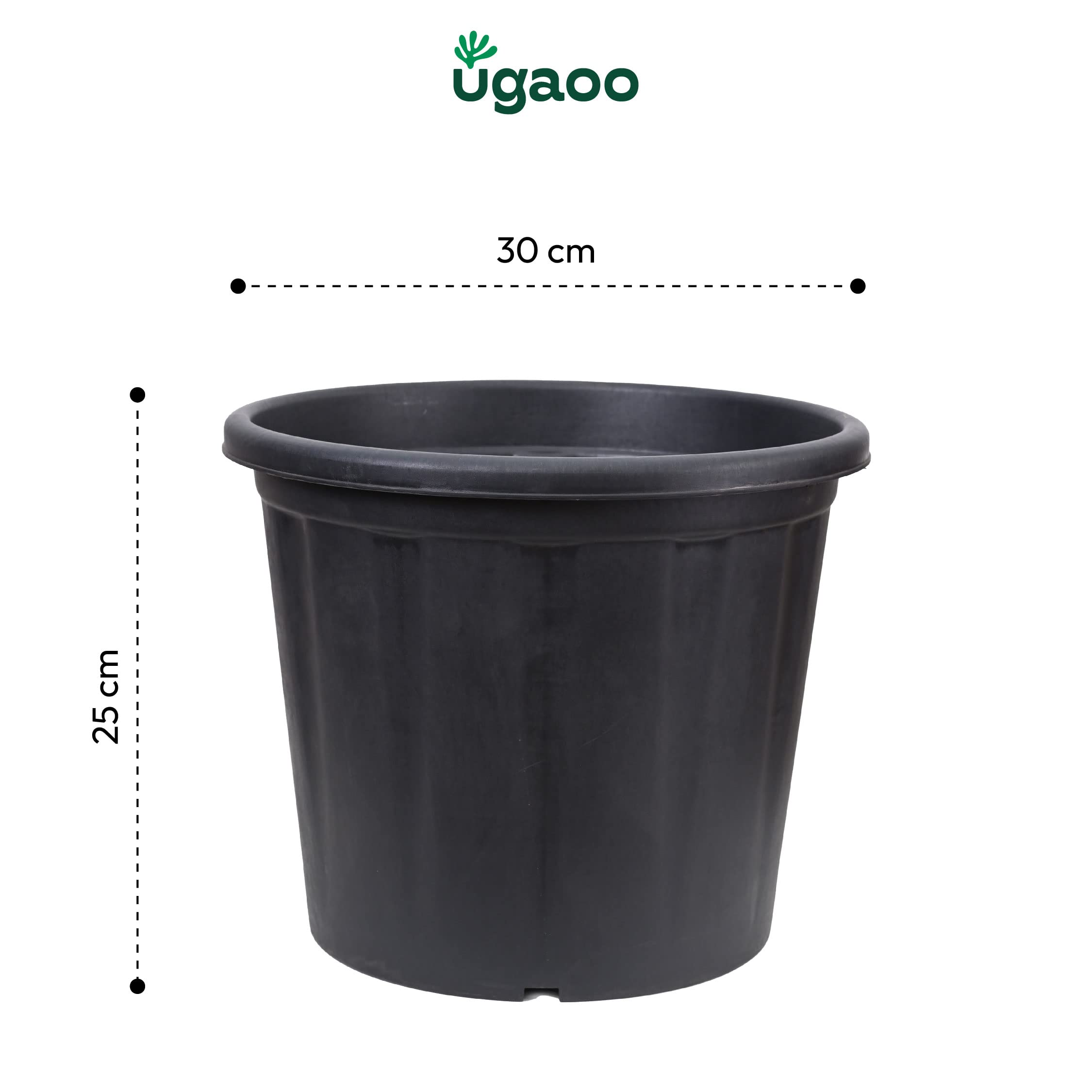 UGAOO UV Treated Gardening Pots and Planters for Plants (12 inch Black Color Set of 3 Plastic Pots) 1