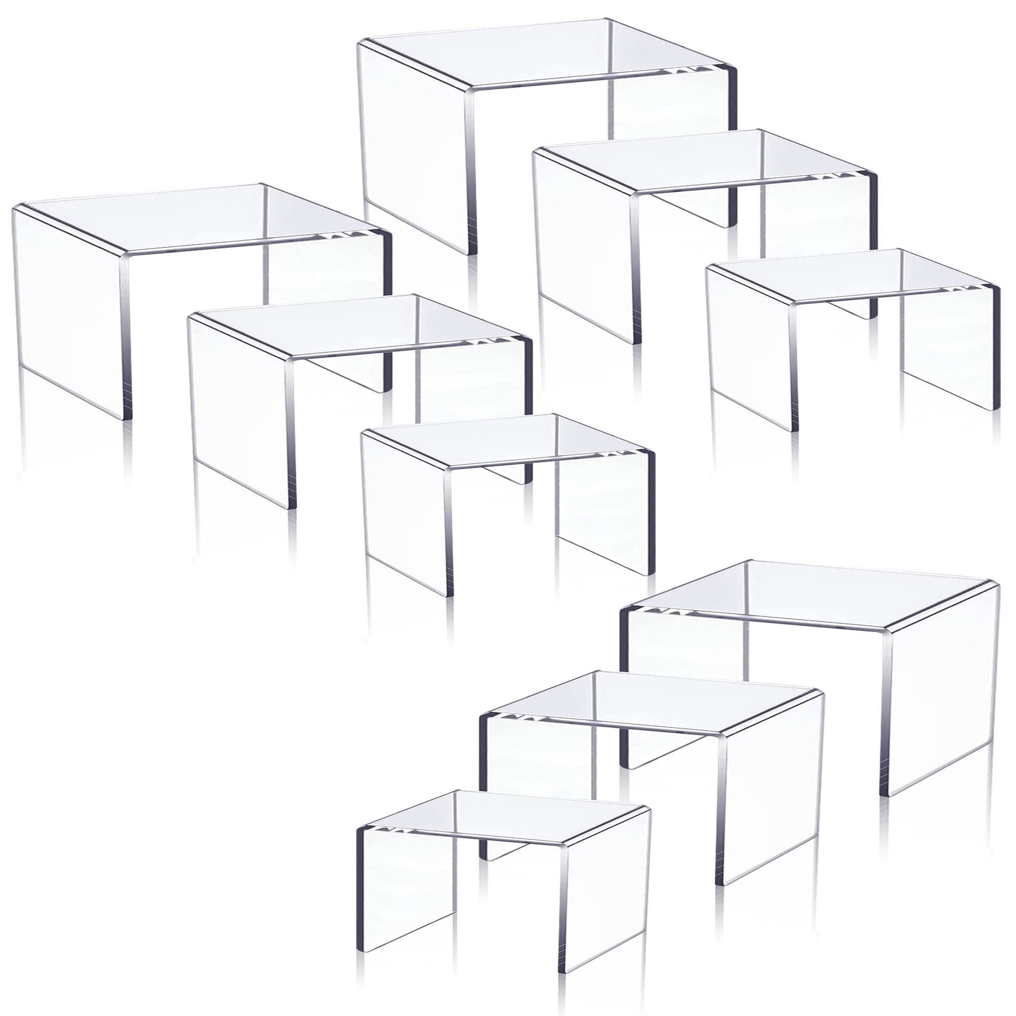 Set of 9 Clear Acrylic Display Risers Cupcakes Holder Sweet Stand Display Transparent Showcase Stands, Candy Bar Risers, Acrylic Lifts Display for Figures