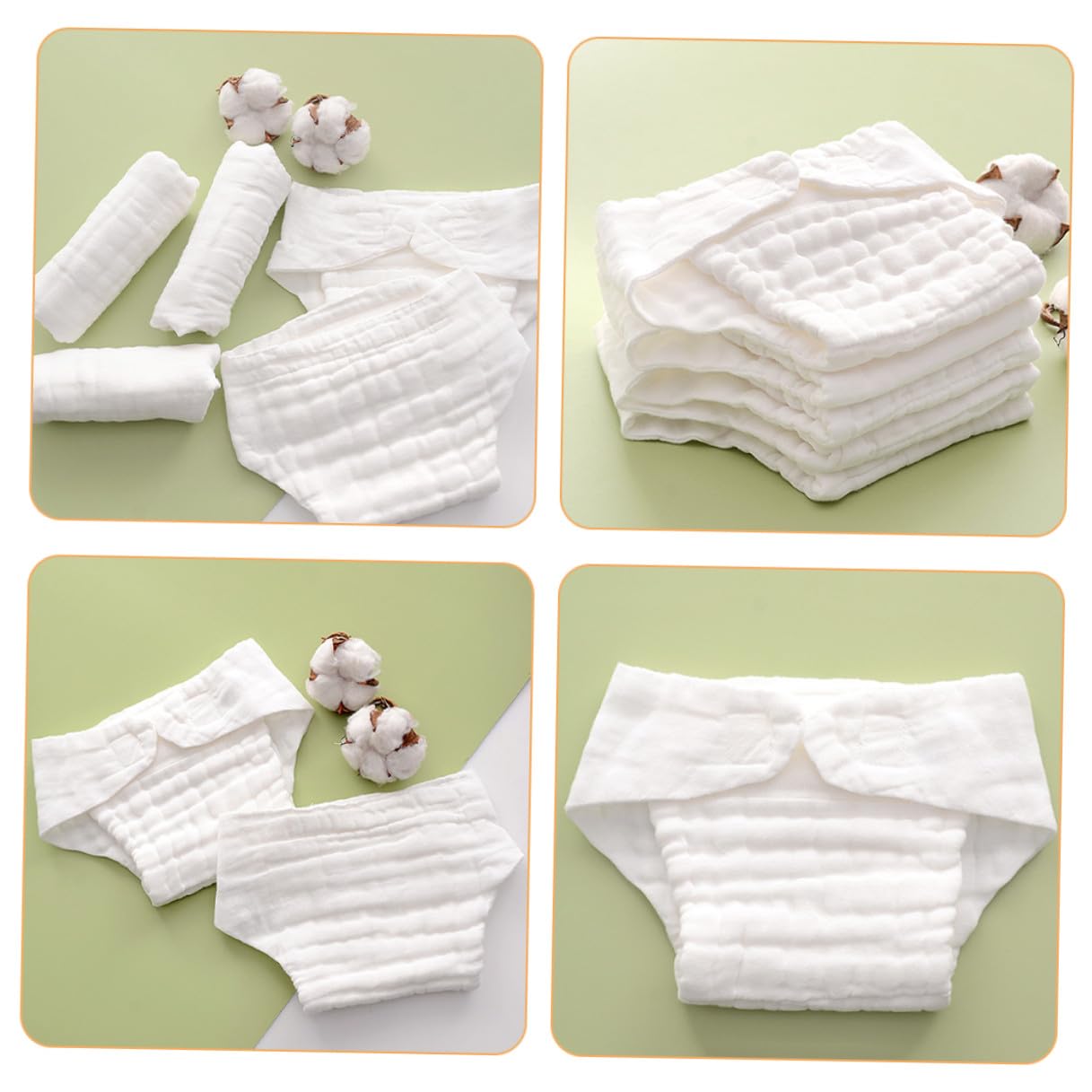 Pañal de Algodón Reutilizable para Ñiño, 5 Piezas, Talla M Blanco