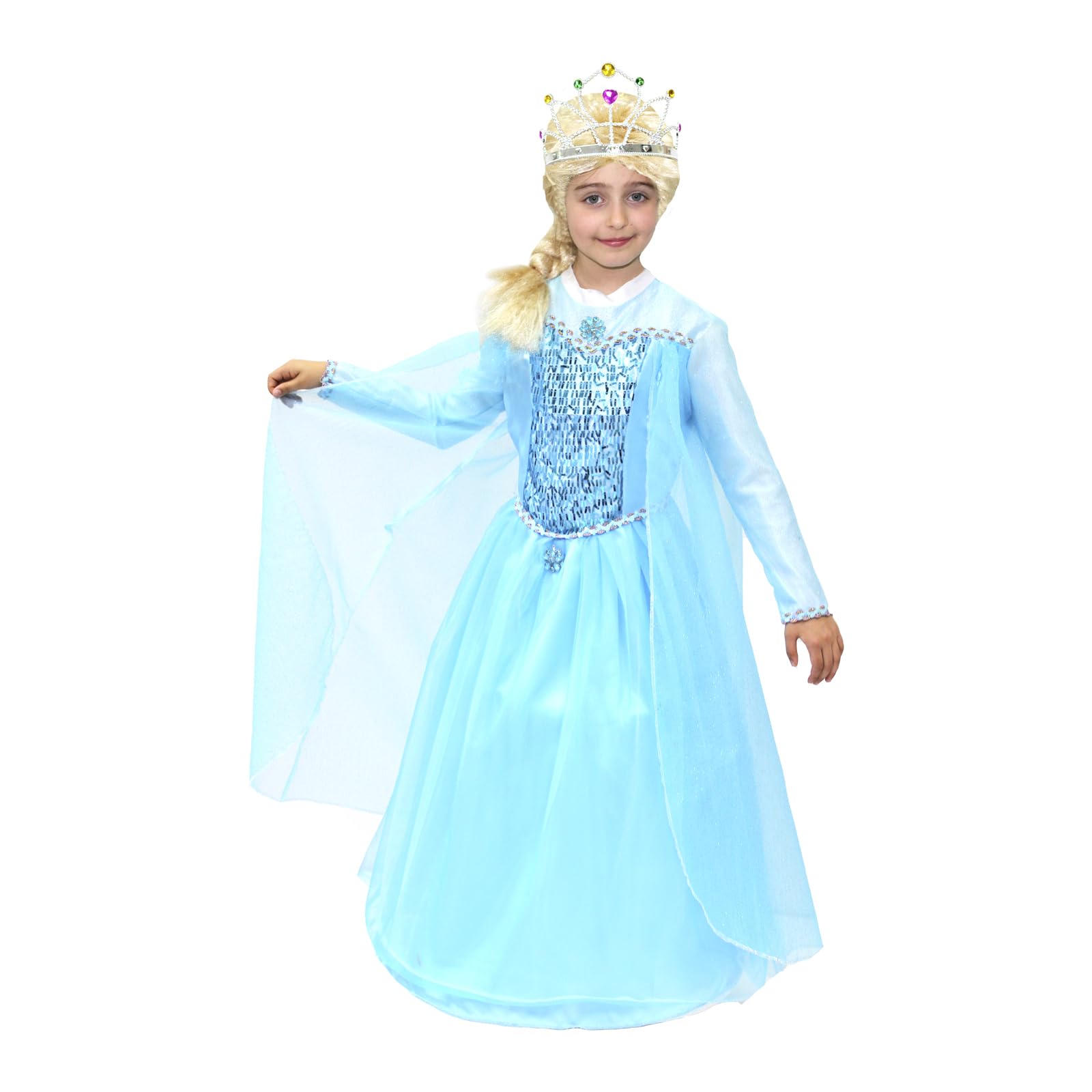 Pegasus Costume Princesse des neiges Robe de Carnaval, bleu ciel, M/6-7 ans