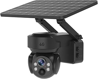 4G LTE Cellular Security Camera Wireless Outdoor, No WiFi Solar-Powered Battery Camera,Human Detection, PIR Motion Sensor, PTZ Camera with 2K Color Night Vision 2 Way Audio (Black)