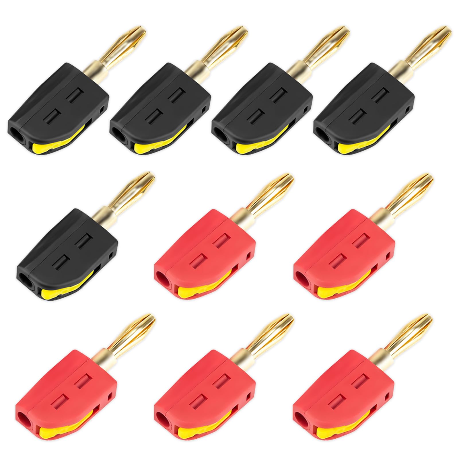 10 sztuk wtyków bananowych 4 mm, złącze bananowe, głośniki, 32 A, wtyczka bananowa, konwerter do kabli, pudełek, wzmacniaczy AV, do urządzeń stereo HiFi (czarny i czerwony)