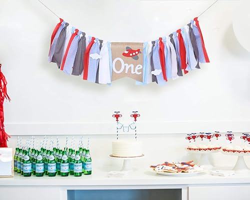 Miniatura 3 de Cartel para silla alta de avión para primer cumpleaños, decoración de primer cumpleaños, accesorios para cabina de fotos, los mejores suministros