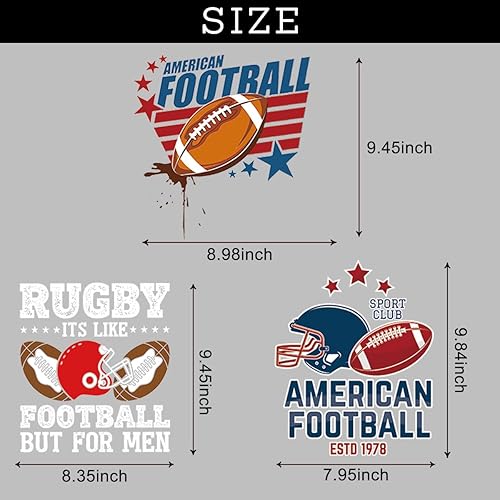 Miniatura 7 de Juego de 3 hojas de parches de transferencia de fútbol americano, parches para niñas, parches para ropa, camisetas, flores, patrones surtidos,