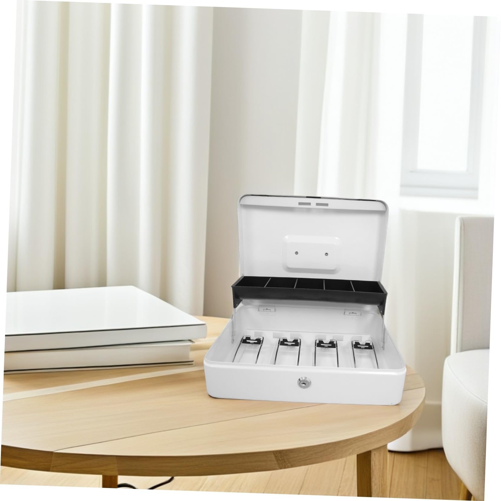 GALPADA Caja de Caudales con Llave para Seguridad Caja de Seguridad Pequeña para Dinero y Organizador de Almacenamiento con Cerradura para Comercios y Hostelería