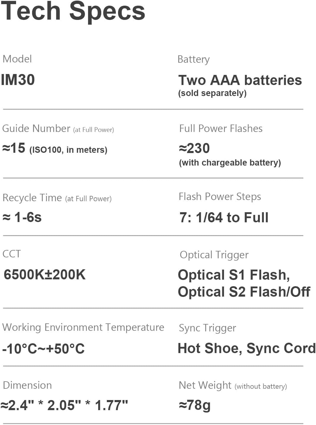 Godox Flash Godox iM30 Mini Flash - Camera Flash GN 15, 7 Power Levels, IM 30 Mini Manual Flash for Canon/Sony zv1/Sony zve10 /Ricoh gr3/Fuji f1-230 Full-Power Flashes/6500K±200K/3.6S Recycle