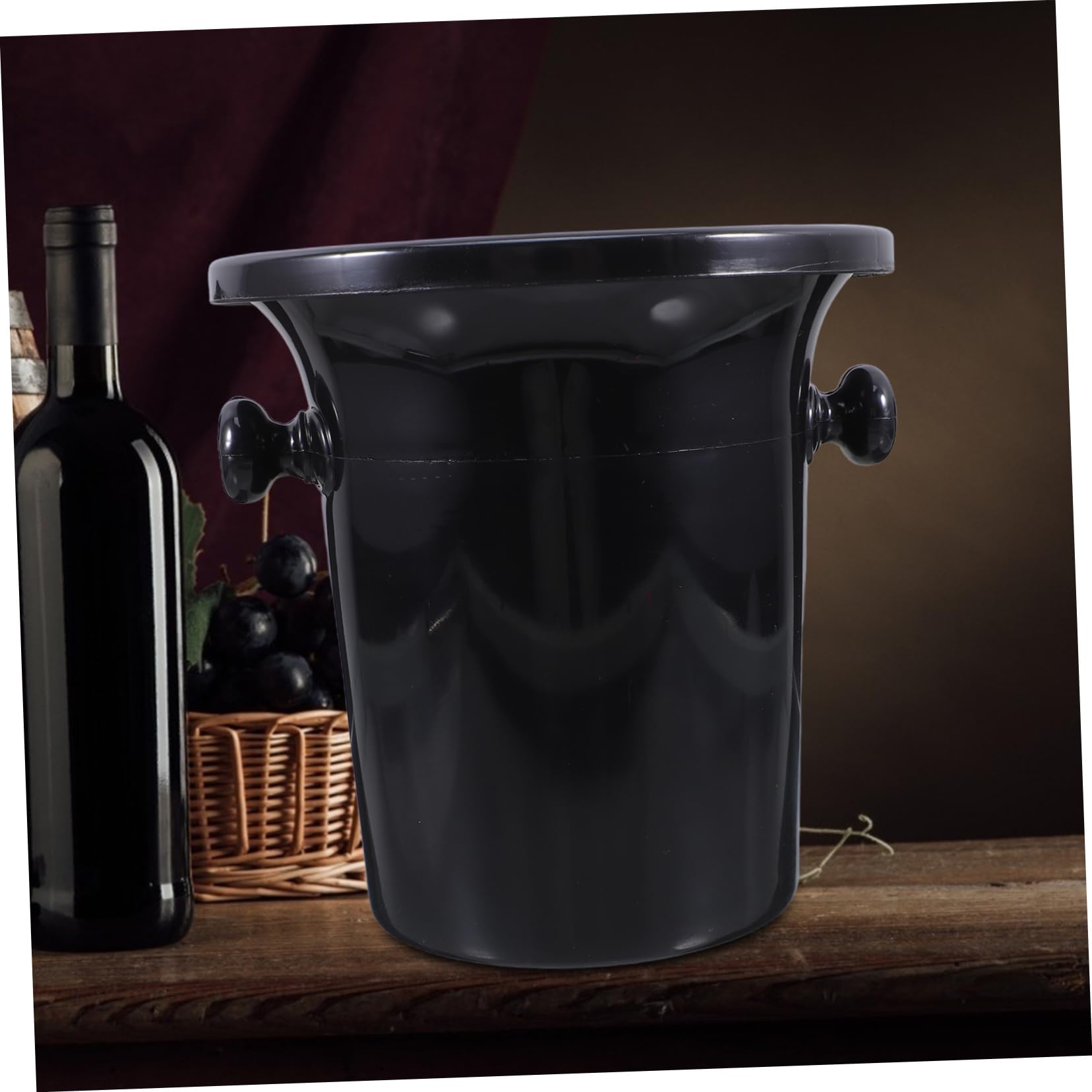 Escupideras para Cata de Vino de Plástico Negro Doble Asa, Diseño Redondo Occidental, Paquete de 4 Piezas para Fiestas y Bodegas