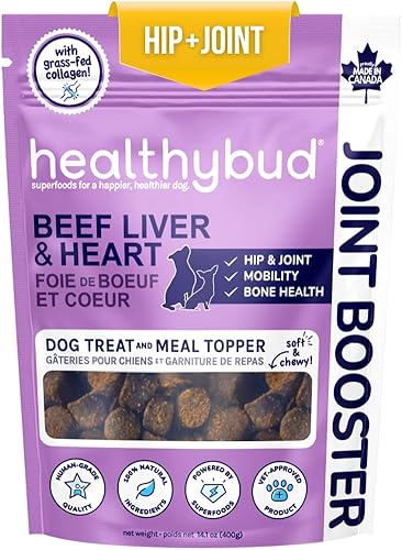 healthybud Golosinas de hígado de res para perros, masticables de cadera y articulaciones para perros con glucosamina para perros, masticables