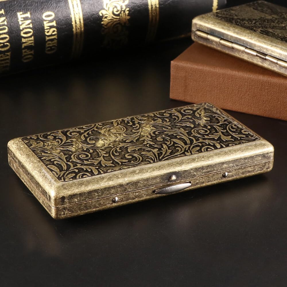 Kytpyi Cigarette Case for Roll Ups, Tobacco Tins for Men, Cigarette Tin for  Roll Ups, Portable Vintage Elegant Metal Cigarette Box, Tobacco Tin for 