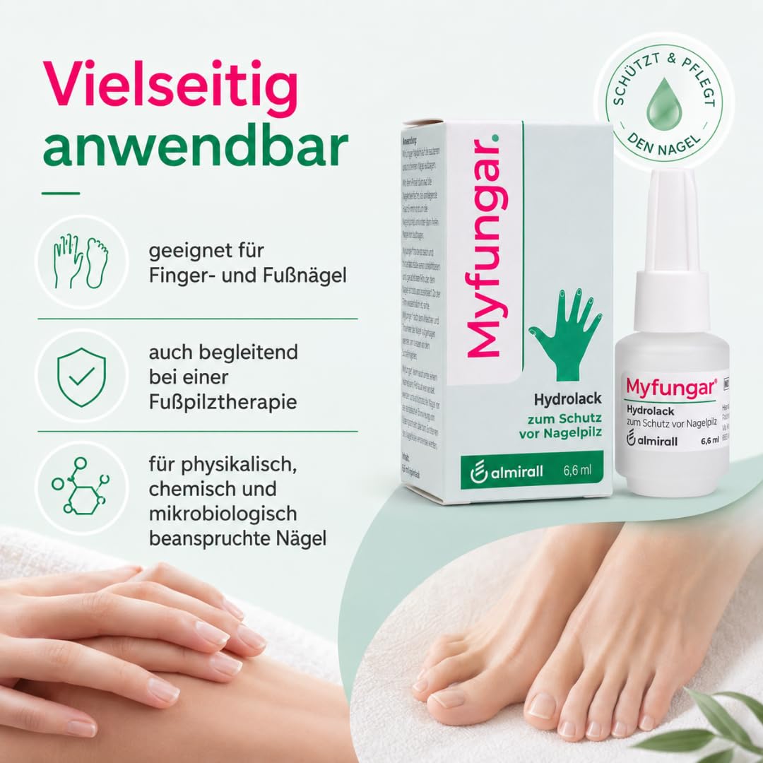 Hydrolack 6,6 ml I Nagellack für Fuß- & Fingernägel I mit Pharma Perle (3x) | täglich anwendbar, wasserlöslicher Schutzfilm, Nagelpflege