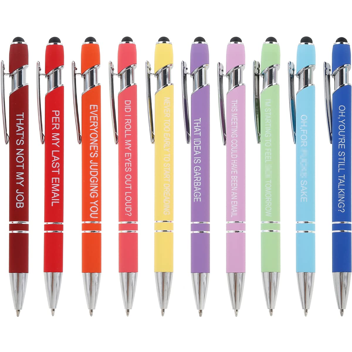 Gatphy 10Pcs Funny Ballpoint Pens, Funny Pens for Colleagues Funny Pen Set Rude Days of The Week Pens with Funny Quotes Adults Rude Pens Retractable Ballpoint Pens for Women Men (10Pcs2 Plastic)
