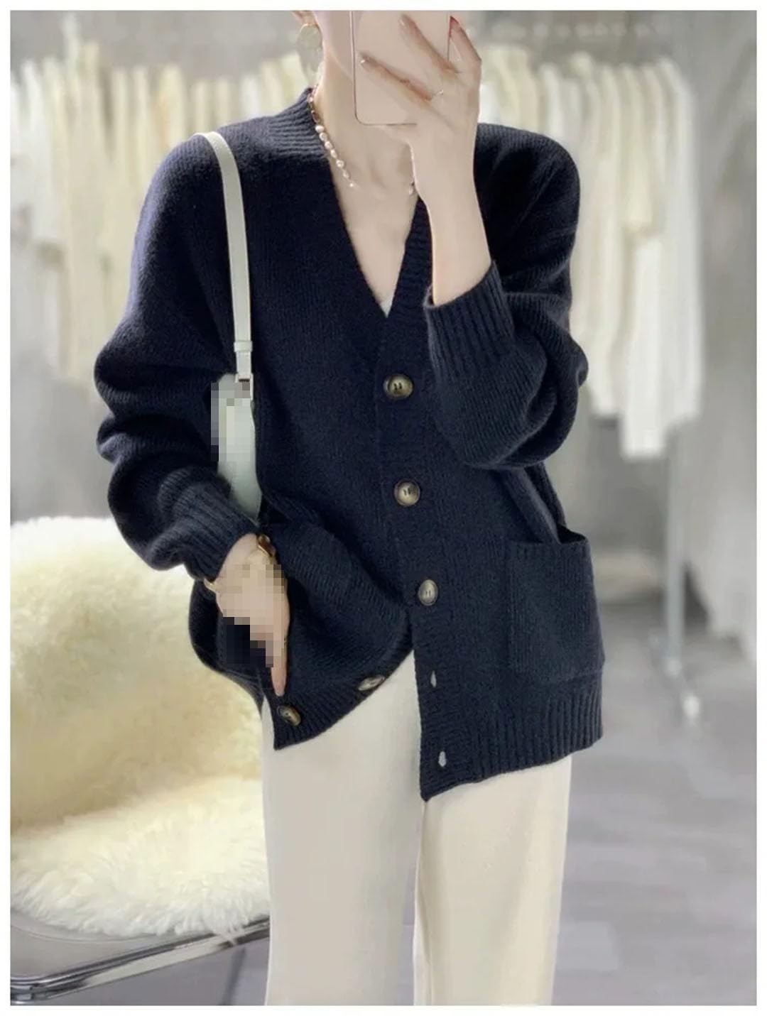 Cappotto Maglione Allentato Maglione Di Cashmere Cardigan A Maniche Lunghe Casual Da Donna