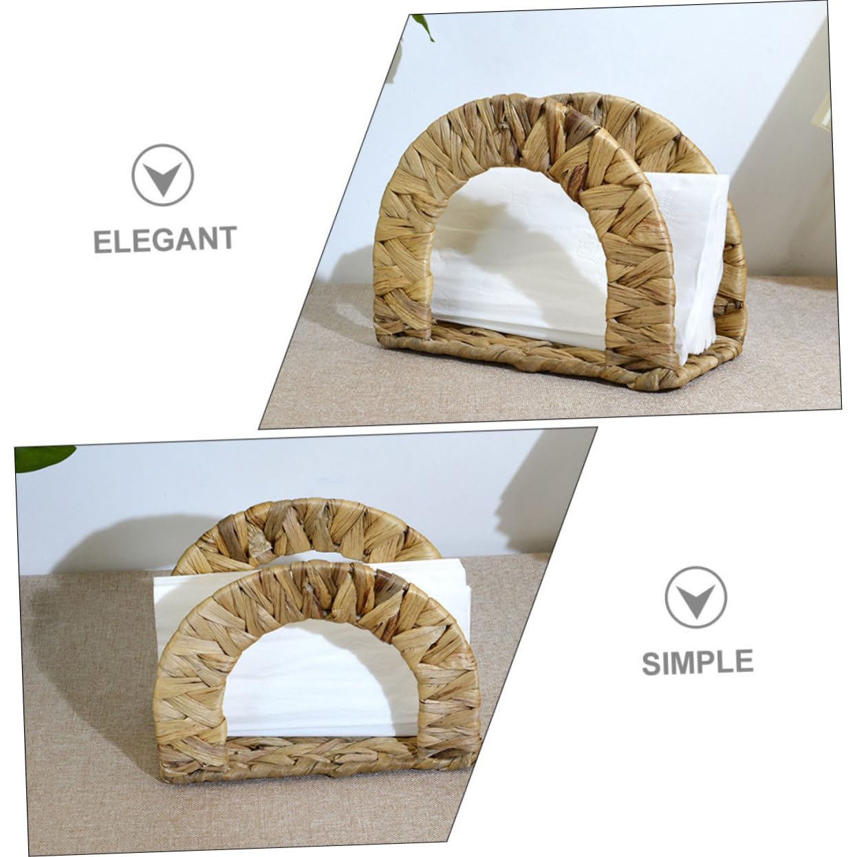 Servilletero Pequeño Tejido a Mano de Hierba de Calabaza Beige Estructura Estable y Diseño Elegante para Bar U Oficina